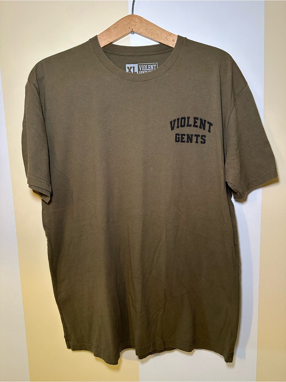 Violent Gents Hockey Club T-Shirt Mens XL Olive Green Short Sleeve Graphic Tee